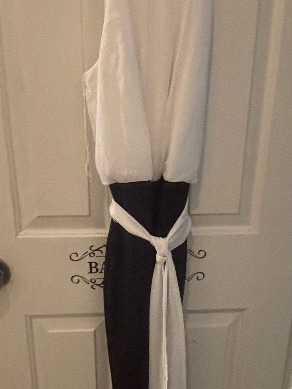 Adrianna Papell Black and White Strapless Tie-Waist Halter Jumpersuit